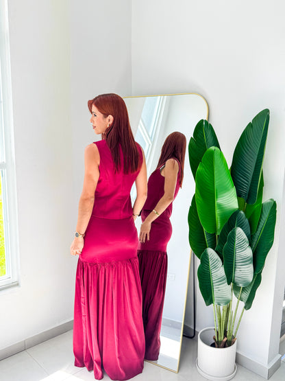 “Aurora” Wine Skirt Set