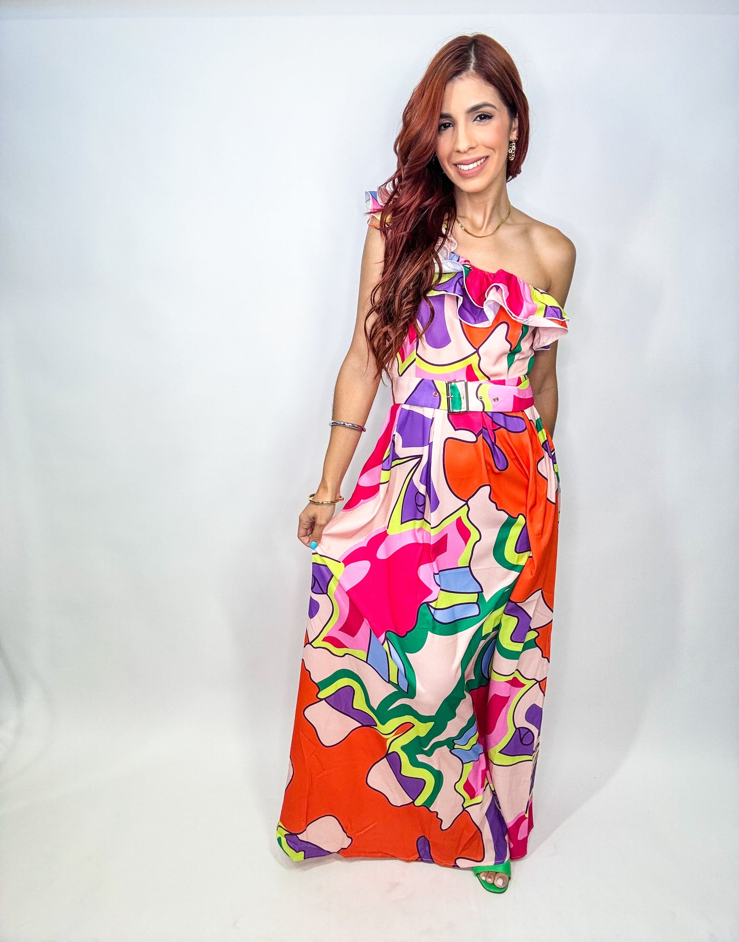 “Andrea” Printed Pink Maxi Dress (Summer Collection)