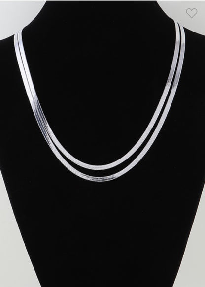 Double Snake Gold & Silver Necklace