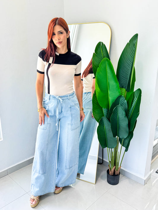 “Grace” Wide Leg Jean (Light Denim)