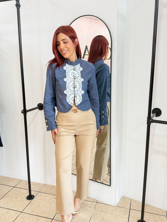 “Selina” Mocha Belted Pant