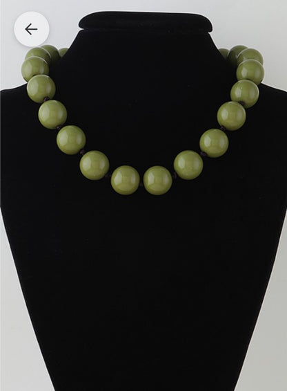 Burgundy, Yellow & Olive Crystal Beaded Necklace