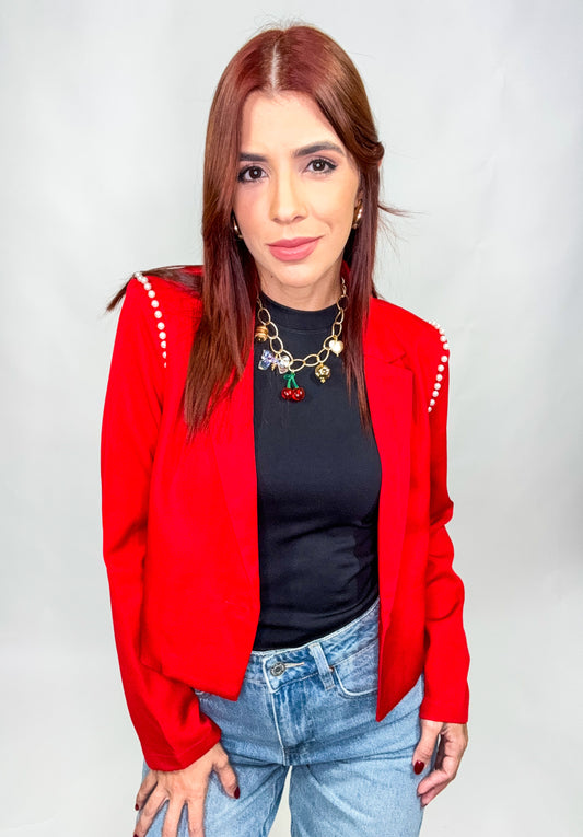 “María” Red Cropped Blazer