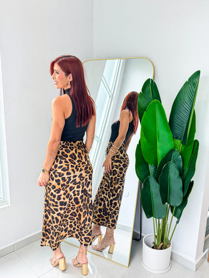 “Cynthia” Animal Print Midi Skirt