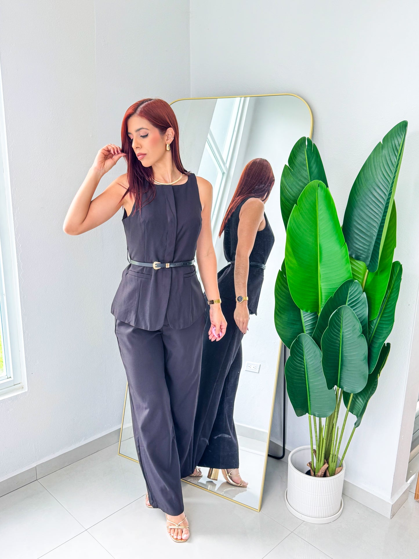 “Edny” Black Vest Set