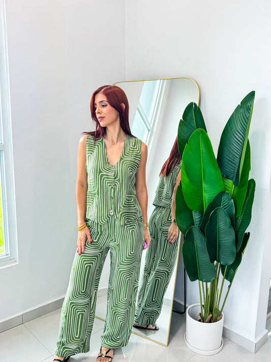 “Sheila” Green Printed Set