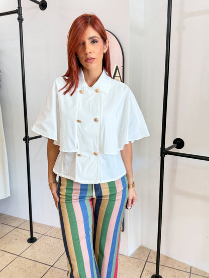 “Jazmin” White Cape Top
