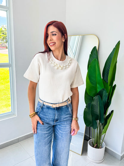 “Perla” Cream Top