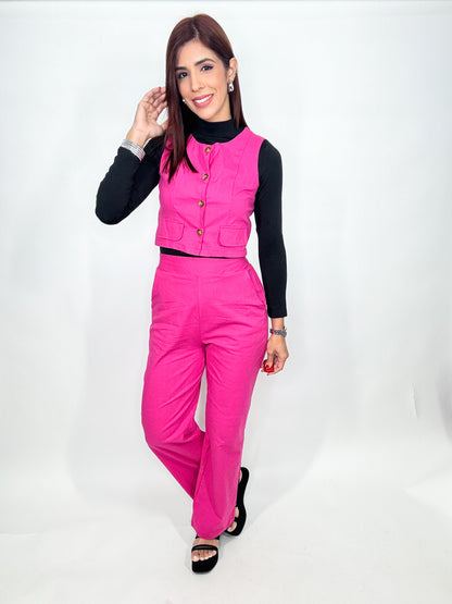 “Janet” Pink Vest Set