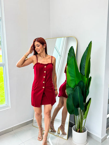 “Gloribel” Wine Vest Dress