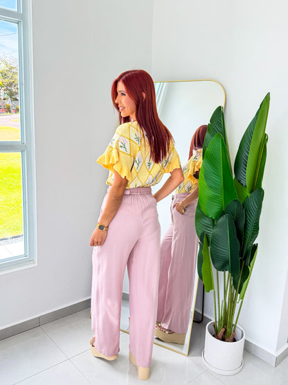 “Jeisha” Floral Yellow Top