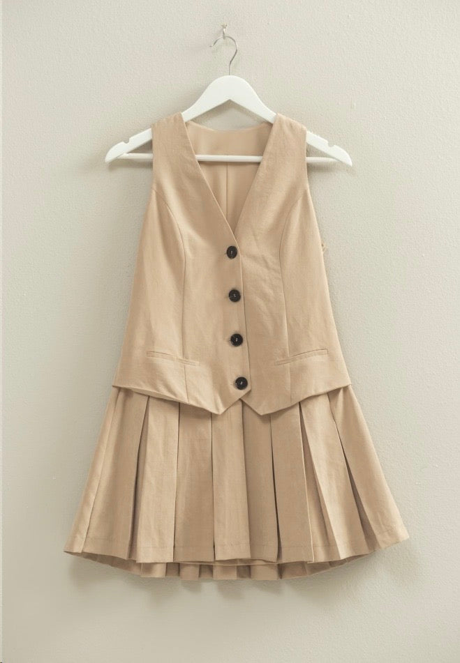“Ana” Beige Vest Dress