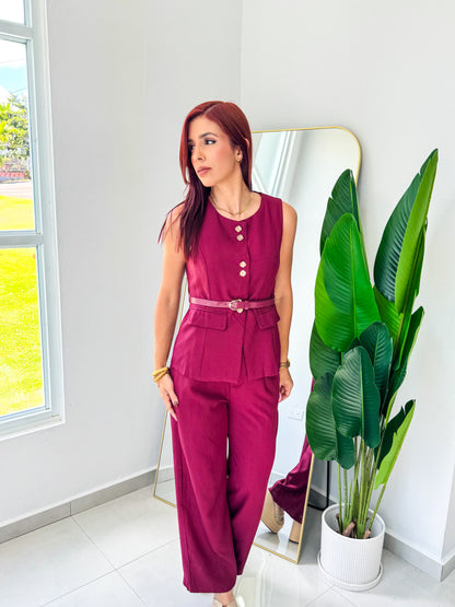 “Ariana” Wine Vest Set