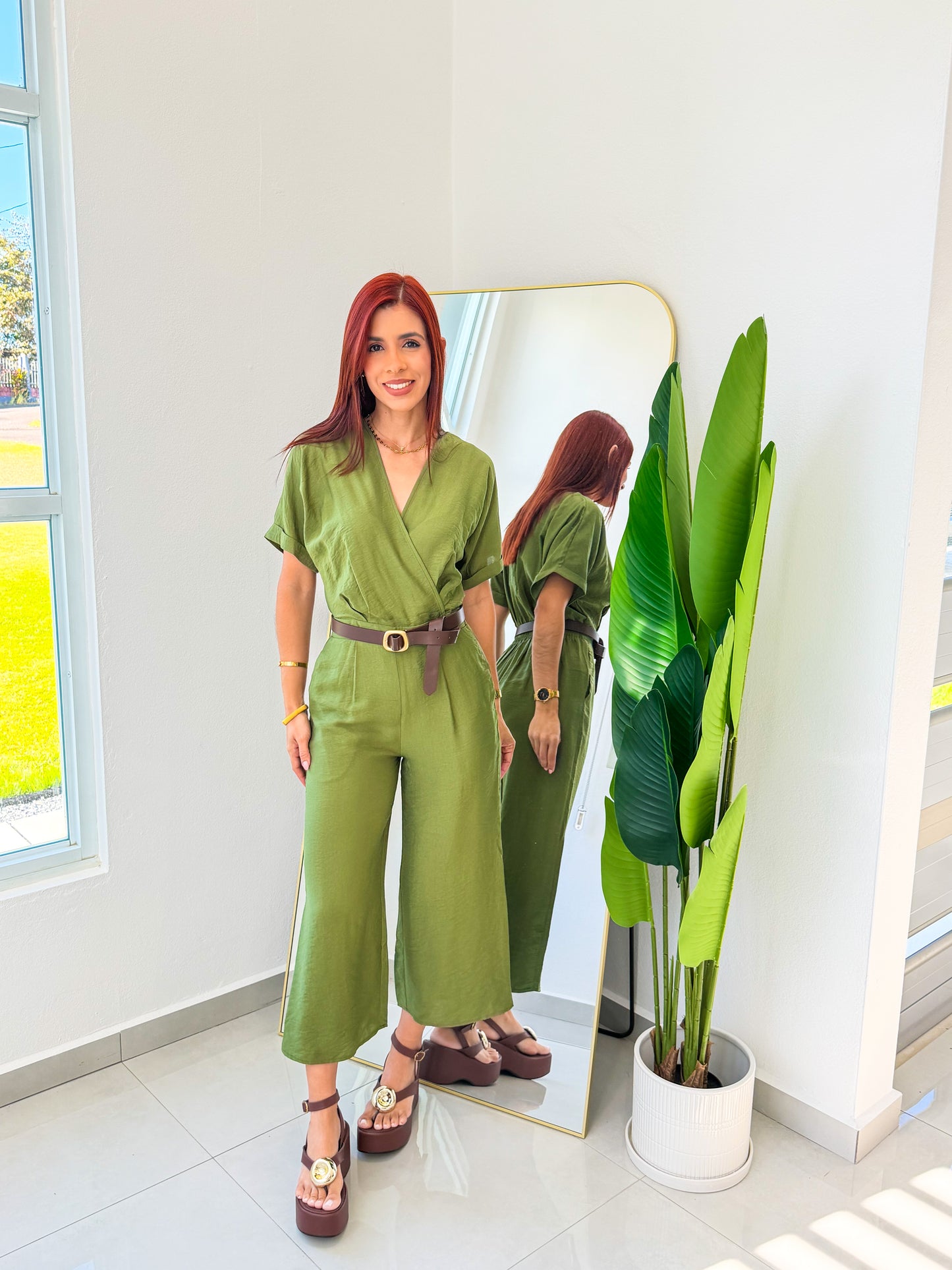 “Selena” Green Jumpsuit