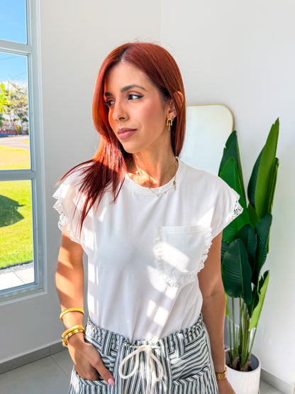 “Bianca” White Lace Top