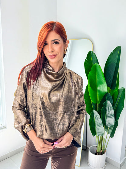 “Sofía” Foil Black/Gold Top (Holiday)