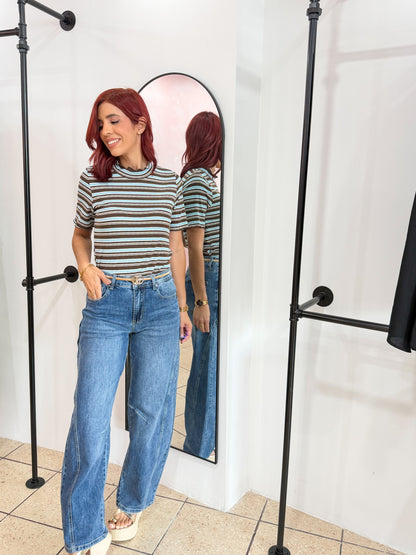 “Sheila” Brown Stripes Top