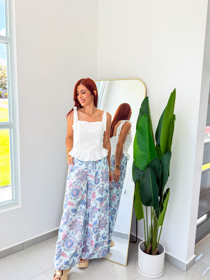 “Tatiana” Blue Printed Pant