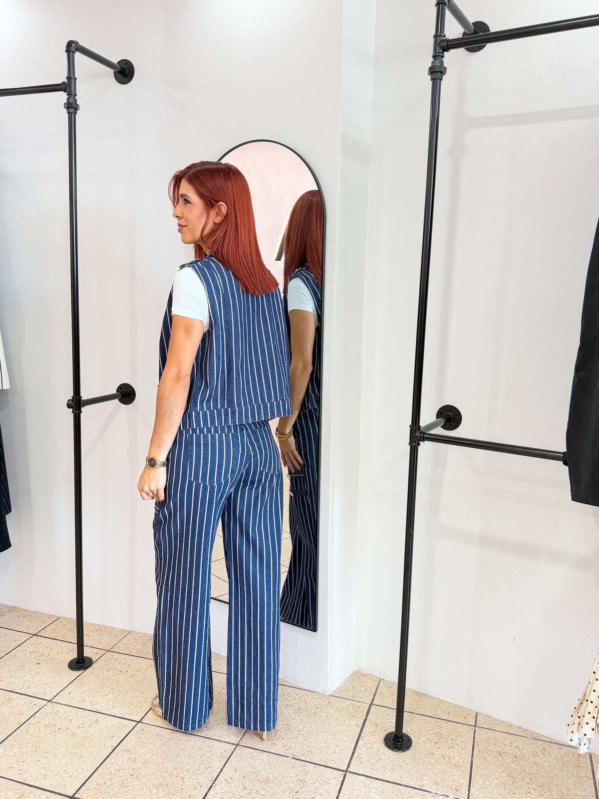 “Cecilia” Stripes Denim Set