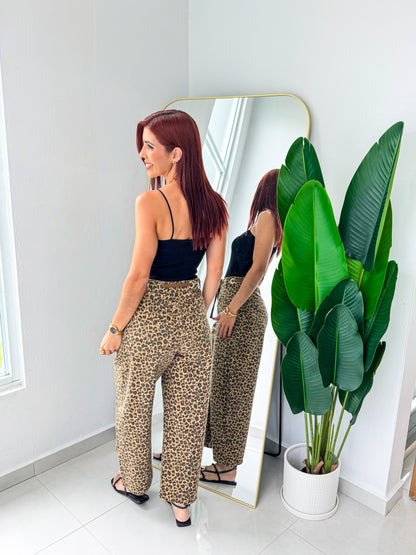 “Frances” Leopard Barrel Jean