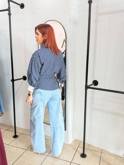 “Glenda” Light Denim Barrel Jean