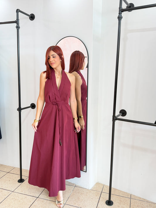 “Marie” Wine Maxi Dress