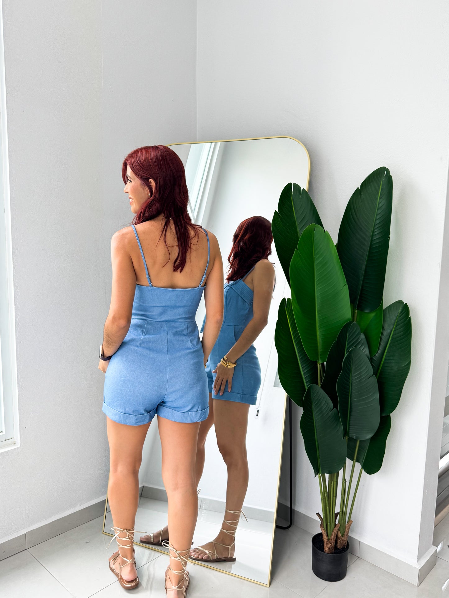 “Catalina” Light Denim Romper
