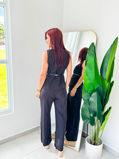 “Ariana” Black Vest Set
