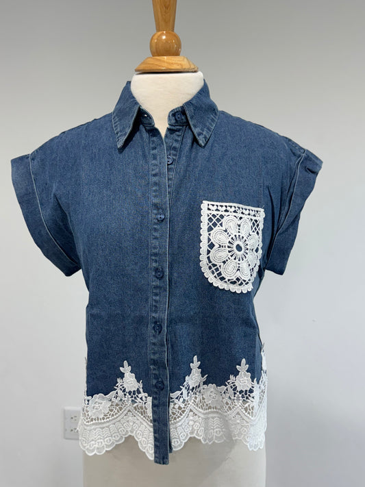 Dark Denim Lace Top