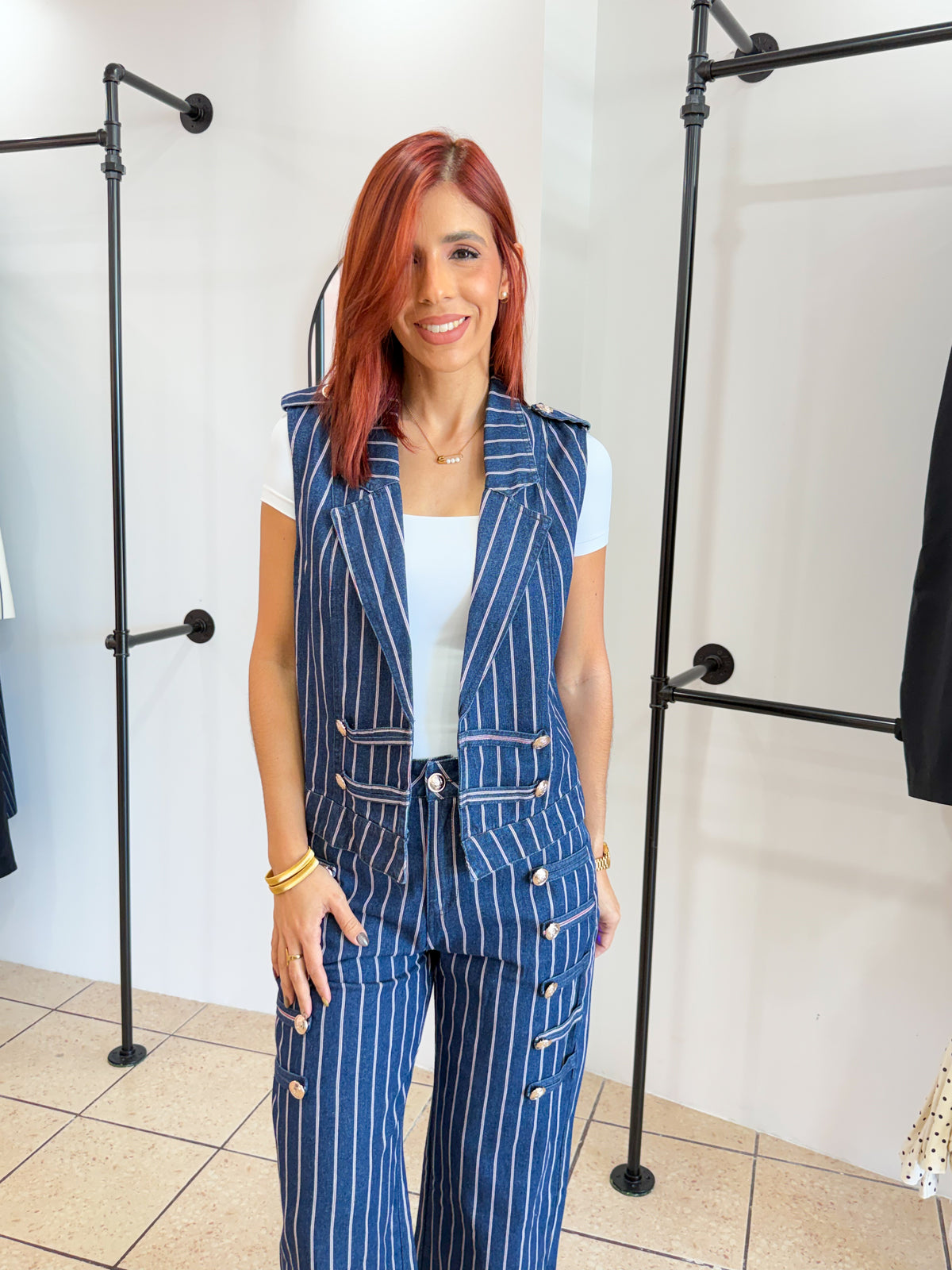 “Cecilia” Stripes Denim Set