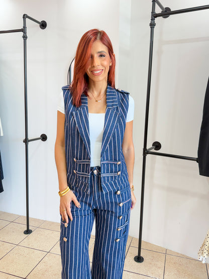 “Cecilia” Stripes Denim Set