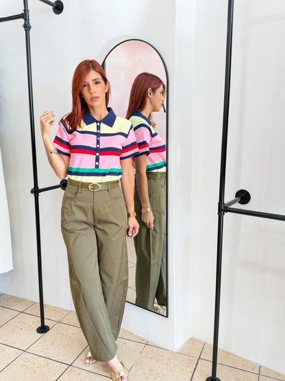 “Emily” Olive Belted Barrel