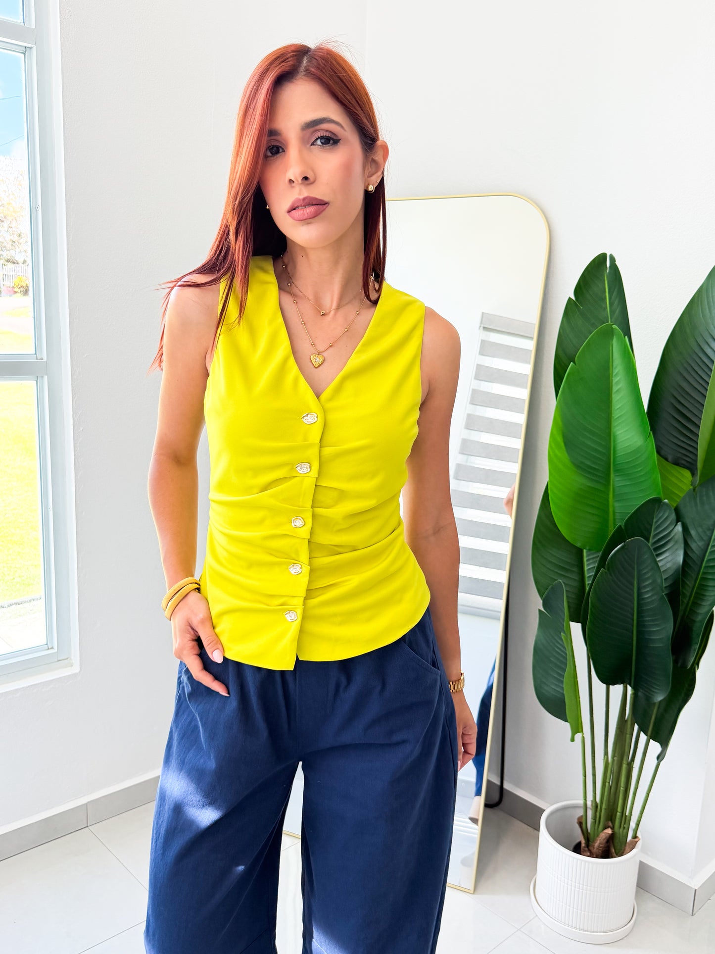 “Jessica” Lime Vest Top