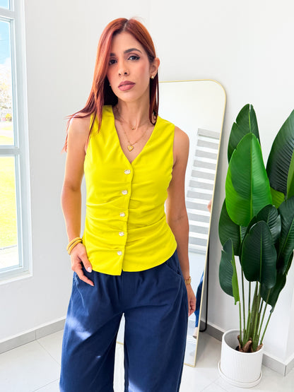 “Jessica” Lime Vest Top