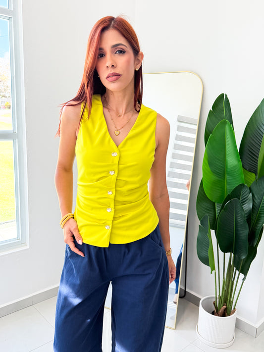 “Jessica” Lime Vest Top