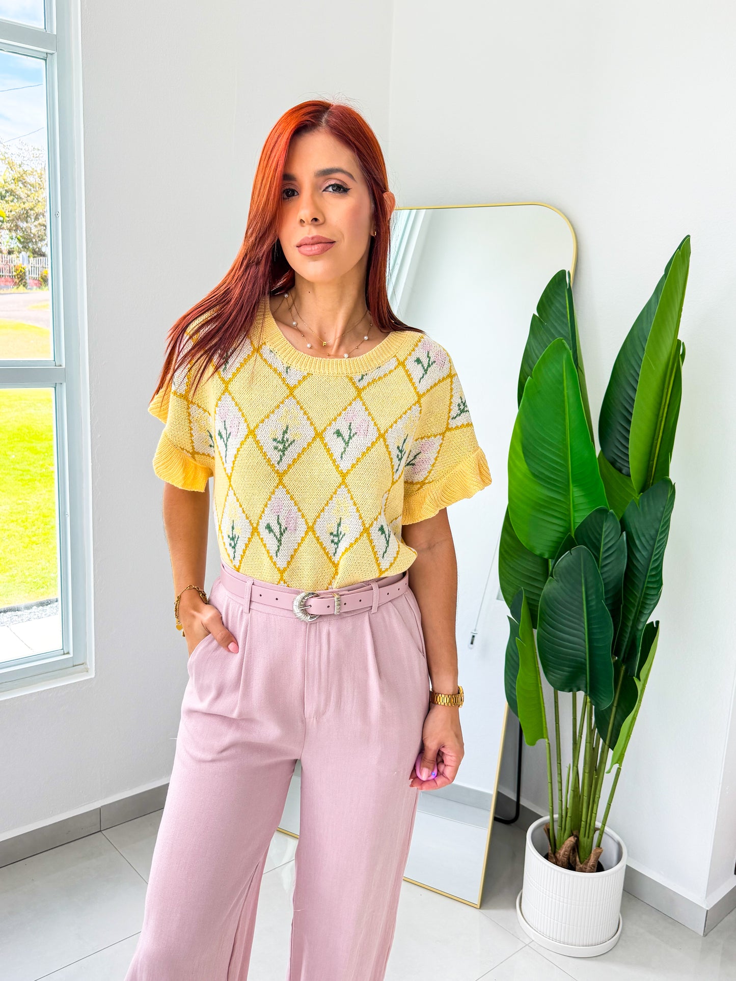 “Jeisha” Floral Yellow Top