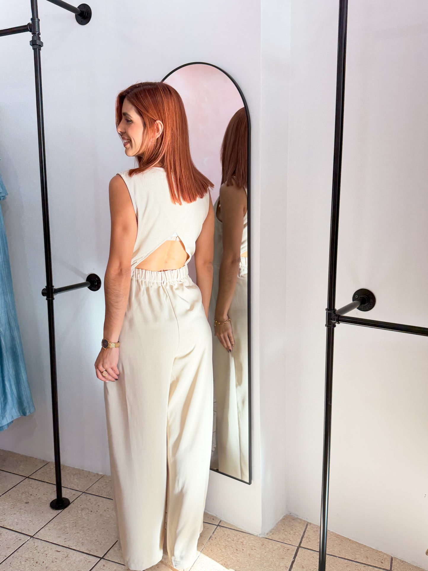 “Stephanie” Beige Jumpsuit