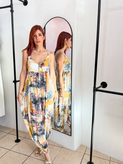 “Elisa” Marble Boho Jumpsuit