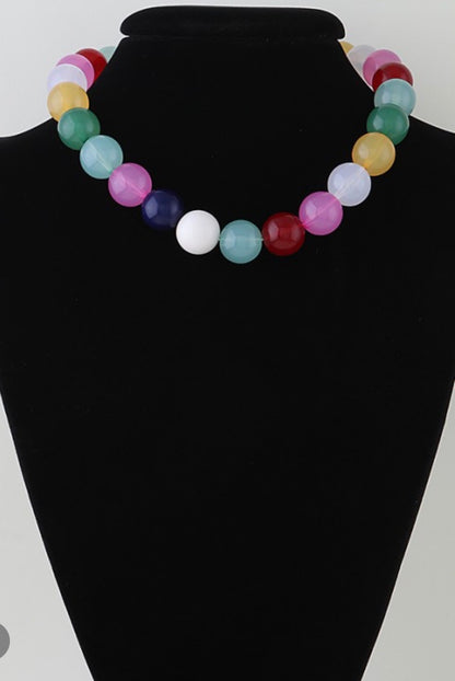 Multi Color & Green Crystal Beaded Necklace