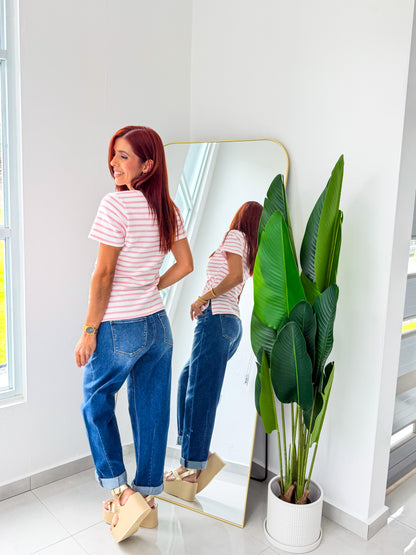 “Zenaida” Pink Stripe Top