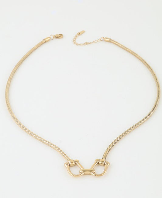 Horseshoe Snake Gold & Silver Necklace