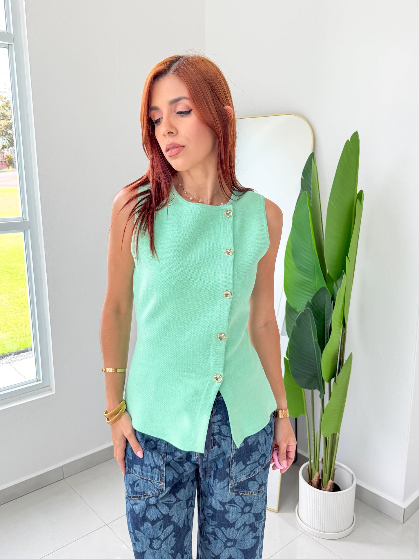 “Zulma” Aqua/Mint Top