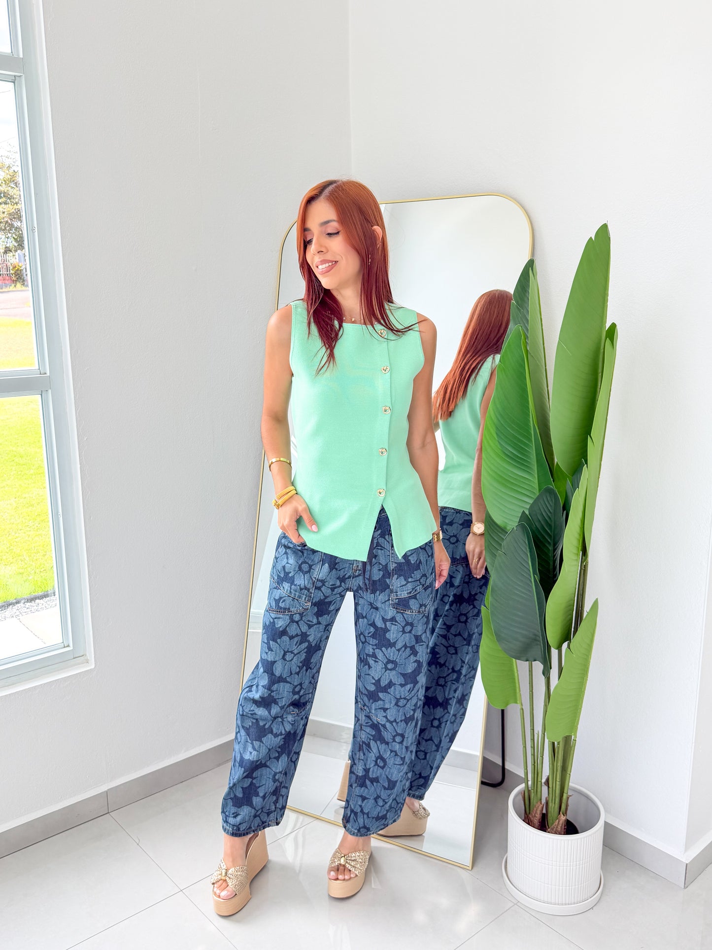 “Zulma” Aqua/Mint Top