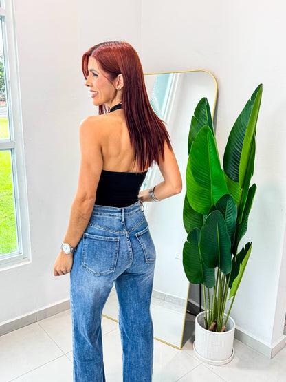 “Lorena” Black Halter Top