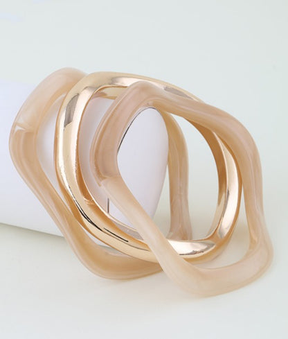 Wavy Cuff Bracelet (Gold Brown & Gold Beige)