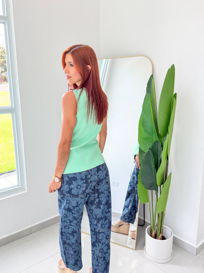 “Zulma” Aqua/Mint Top