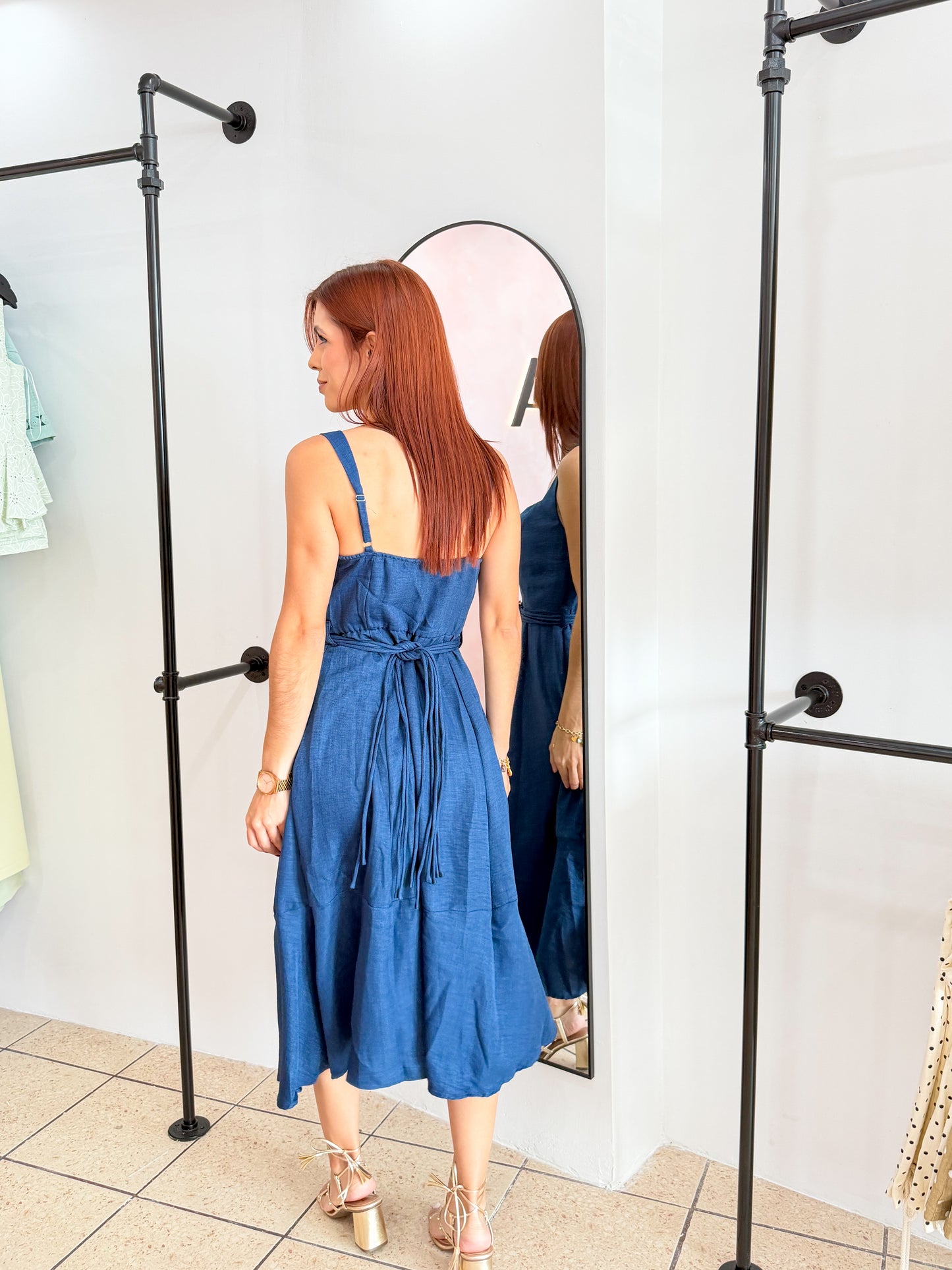 “Rossie” Navy Midi Dress