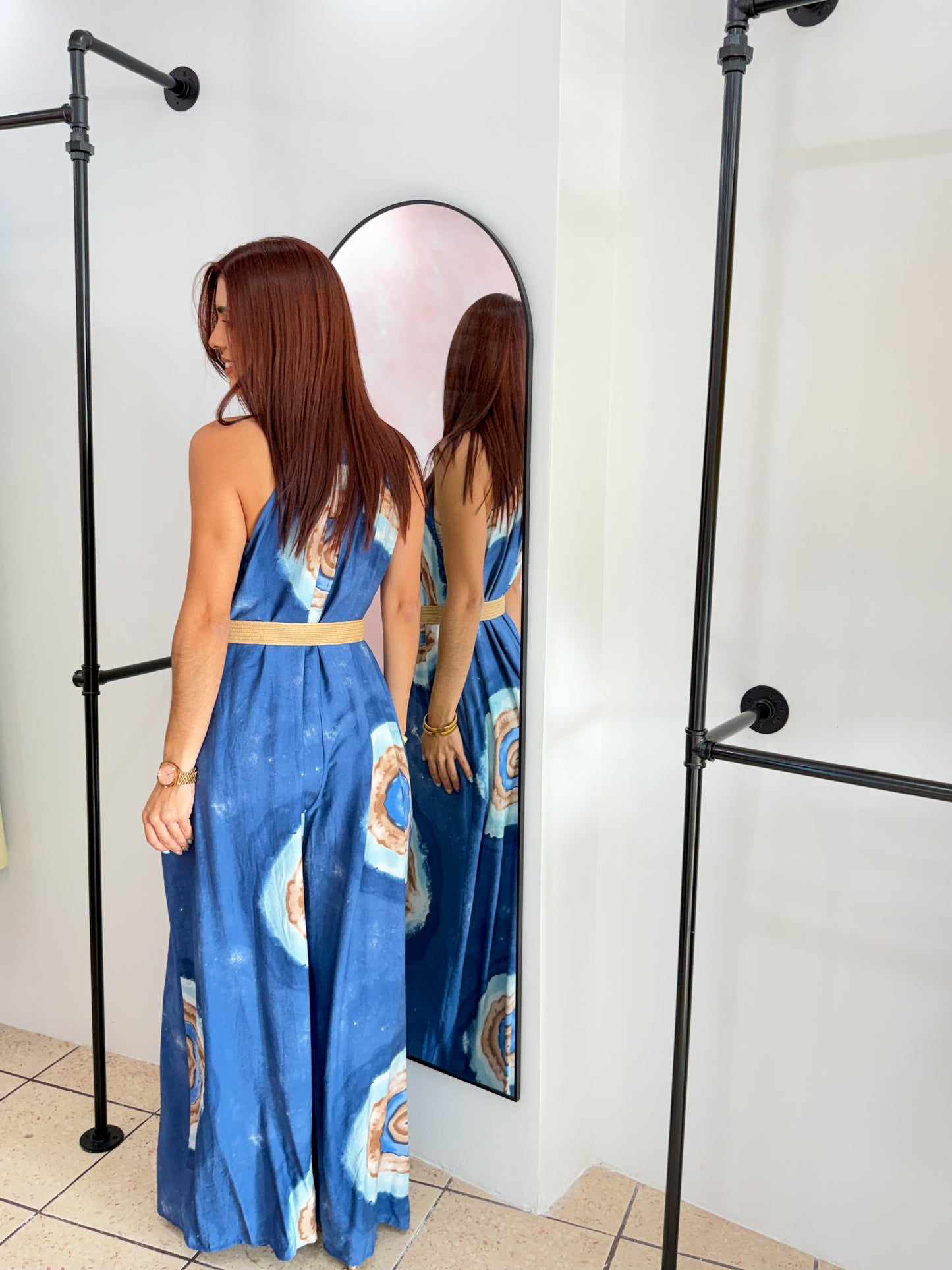 “Karla” Blue Printed Jumpsuit