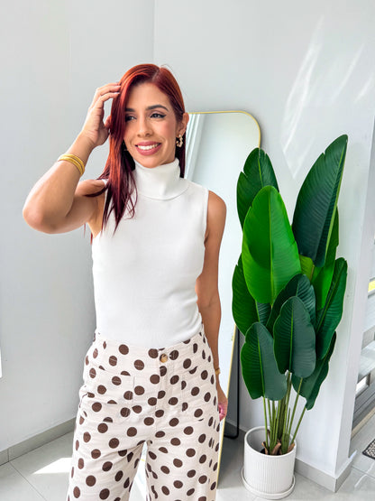 “Camelia” Off White Turtle Neck Top