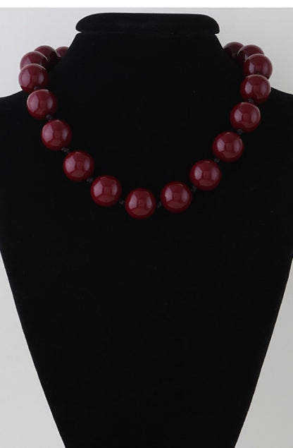 Burgundy, Yellow & Olive Crystal Beaded Necklace